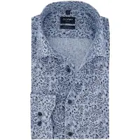 Olymp overhemd blauw modern fit geprint katoen