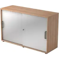 Hjh OFFICE PRO BETA 1752S - Walnoot/Zilver Hoogte van de map | 2 OH Schuifwandkast Greeplijst kunststof