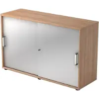 Hjh OFFICE PRO BETA 1752S - Walnoot/Zilver Hoogte van de map | 2 OH Schuifwandkast Chrome metaal handgreep