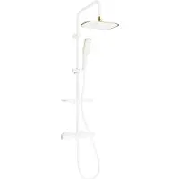 Mexen KT49 opbouwdouchekop met regendouche en thermostatische kraan, wit/goud - 771504993-25