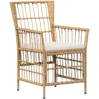 vidaXL Tuinstoelen 2 st Naturel PE rattan, Staal en Polyester Stof