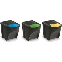 Prosperplast Sortibox Afvalscheidingsbakken Set 3x25L - Stapelbaar & Kleurcodering