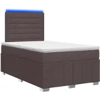 vidaXL LED Boxspringbed met Matras Donkerbruin 120 x 190 cm Stof