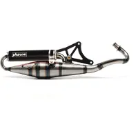 Yasuni Uitlaatsysteem Scooter Z, goedgekeurd met TUB418, geschikt voor Piaggio Easy Moving, Derbi Bullet, Italjet Jet-Set, Gilera Typhoon-X, Storm, Torpedo, Atlantis LC. Kleur: zwart