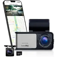 AutoSky 4K Dashcam voor Auto & Vrachtwagen – Met Achtercamera – GPS, WiFi, Nachtzicht & 64GB – Groothoek & G-Sensor – App Connectie