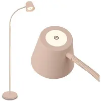 Briloner Cielo - Vloerlamp oplaadbaar - dimbaar - led staande lamp - snoerloze bureaulamp - USB-C - 126,5 x 21 cm - beige