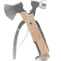 Kikkerland Multitool Mini Bijl - 10 in 1- Platte schroevendraaier - Flesopener - Ruimer - Zaagblad - Vijl - Mes - Kruiskop schroevendraaier - Tang - Draadknipper - Cadeau voor man