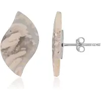 Cavill - Zilveren Oorbellen met 13,4 ct Witte Agaat - 925 Sterling Zilver Gerhodineerd - Elegante Fancy Cabochon Oorhangers Dames