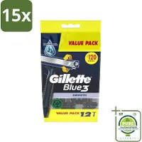 Gillette 15 x - Blue 3 Smooth - Wegwerpscheermesjes - Comfortabele scheerbeurt - 6 Scheermesjes - Grootverpakking - Scheermesje - Wegwerpscheermesje - Scheerbeurt - Scherpe Mesjes - Huidbescherming