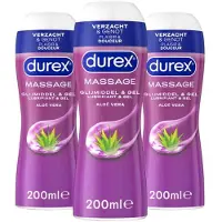 Durex - 2-In-1 Massageolie en Glijmiddel Aloë Vera - 3 x 200 ml - Voordeelverpakking