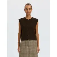 Selected Gebreide bodywarmer 'SLFLulu' donkerbruin