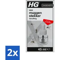 Hg 2 x X - Muggenstekker Navulling - Continue Bestrijding - 54 Nachten - 45 ml - Muggenwering - Muggen Afweren - Muggenspray - Muggenplaag - Muggenstop