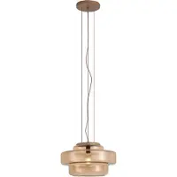 QAZQA Retro hanglamp donker brons met brons glas - Barb