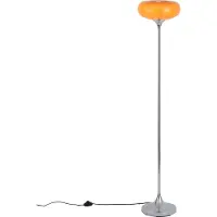 QAZQA Retro vloerlamp chroom met oranje glazen kap 150cm - Glaze