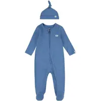 Levi's Unisex Footed Coverall & Hat Set Atlanticheather Maat: 6M | Pyjama's Outlet | kids | Blauw