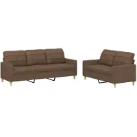 vidaXL 2-delige Loungeset met kussens stof bruin