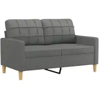 vidaXL 2-delige Loungeset met kussens stof donkergrijs