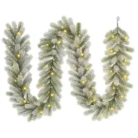 Black Box Trees Nagoya Kerstversiering - Guirlande met 40 Warmwitte LED Lampjes en Timerfunctie - Kerstslingers voor Schouw, Trap of Deurpost - Groen Frosted - L270 x Ø20 cm