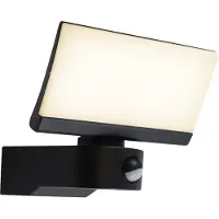 Olucia - LEONIE - Buitenmuurlamp met bewegingssensor - Zwart - Vorm: Rechthoek