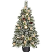 Black Box Trees Kunstkerstboom Kaprun met Versiering H90 x D61 cm - Kunstboom met Pot - Kunst Kerstboom voor Binnen - 120 Tips - Groen