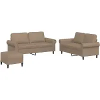 vidaXL 3-delige Loungeset met kussens kunstleer cappuccino