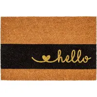 Hamat Ruco Glitter Hello Heart 40 x 60 cm - Kokosmat - Deurmat Binnen - Kokos Deurmat - Geïmplanteerd - Vinyl Onderzijde