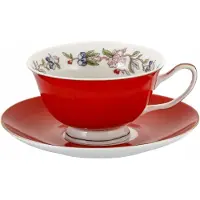 Marco polo Set Rode Kop en Schotel - Luxe Porselein, Cadeau Verpakking