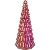 Clayre & Eef Kerstdecoratie Beeld Kerstboom Ø 11x26 cm Roze Glas