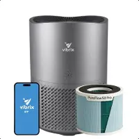 Vibrix PureFlow50 Pro Luchtreiniger / Air Purifier – HEPA + koolstoffilter – 350 m³/u – Voor kamers tot ca. 50 m² – Ionisator – App-bediening – Zeer stil met slaapstand – Luchtkwaliteitindicator