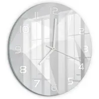 Tulup Wandklok - Abstracte achtergrond Wandklok Glas Met Motief - fi30 cm - Wit Decoratieve Glazen Klok - Witte handen - Ronde Klok - Gekleurde Glazen Klok - Glazen Klok Met Print