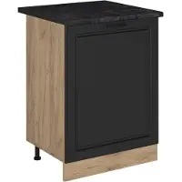 Vicco Keukenonderkast R-Line Antraciet landelijk/Goudkleurig Eiken 60 cm met 1 deur antraciet werkblad, Model 72179