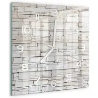 Tulup Wandklok - Witte stenen muur Moderne Wandklok Glas - 30x30 cm - Wit Wandklok Glas Decoratie - Witte handen - Vierkante Klok - Glazen Wandklok Design - Klok Glas Met Opdruk