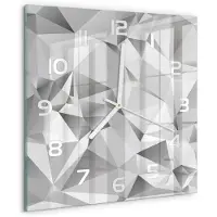 Tulup Wandklok - 3D-abstractie Decoratieve Glazen Klok - 30x30 cm - Grijs Glazen Wandklok Design - Witte handen - Vierkante Klok - Glazen Klok Met Print - Wandklok Glas Met Motief