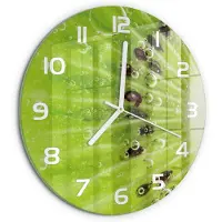 Tulup Wandklok - Kiwi Glazen Wandklok Design - fi30 cm - Groente Klok Glas Met Opdruk - Witte handen - Ronde Klok - Wandklok Glas Met Motief - Decoratieve Glazen Klok