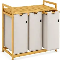 Kavo - Wasmand - 150L - Wassorteerder - Wasmand 3 Vakken - Lichtgrijs - 81cm x 42cm x 80cm