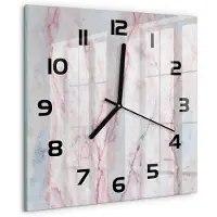 Tulup Wandklok - Marmer Wandklok Glas Met Motief - 30x30 cm - Beige Decoratieve Glazen Klok - Zwarte handen - Vierkante Klok - Gekleurde Glazen Klok - Glazen Klok Met Print
