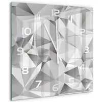 Tulup Wandklok - 3D-abstractie Glazen Klok Met Print - 60x60 cm - Grijs Wandklok Glas Met Motief - Witte handen - Vierkante Klok - Wandklok Glas Decoratie - Gekleurde Glazen Klok