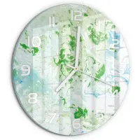 Tulup Wandklok - Abstracte achtergrond Glazen Wandklok Design - fi30 cm - Groente Klok Glas Met Opdruk - Witte handen - Ronde Klok - Wandklok Glas Met Motief - Decoratieve Glazen Klok