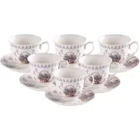 Duo Porseleinen Kopjes met Schotels - Set van 6, 250ml, Cadeauverpakking