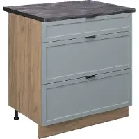 Vicco Keukenonderkast Fame-Line Licht blauw-grijs 80 cm met 3 laden, WB Antraciet, Model 50904