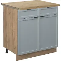 Vicco Keukenonderkast Fame-Line Licht blauw-grijs 80 cm , WB Eik, Model 50786