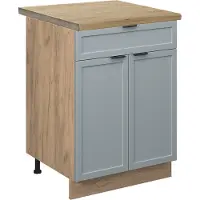 Vicco Keukenonderkast Fame-Line Licht blauw-grijs 60 cm met lade, WB Eik, Model 50770