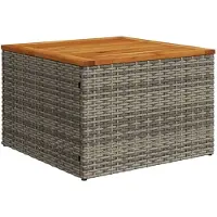 vidaXL 2-delige Loungeset met kussens poly rattan en acaciahout grijs