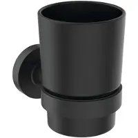 Ideal standard IOM - Tandenborstel en tandpasta houder, zwart satijn glas/zijde zwart A7928XG