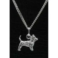 MOOYE ® - Collectie Zilveren Australische silky terrier met staart ketting hanger - klein