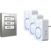 M-E Modern-Electronics 100171 Complete set voor Draadloze deurbel Verlicht, Reageert op deurbel, Met bewegingsmelder, Met naambord