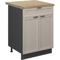 Vicco Keukenonderkast Fame-Line GrijsBeige 60 cm met lade, WB Eik, Model 50253