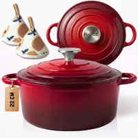 Hage Gietijzeren Emaille Pan 3L Rood - 22cm - Gas, Inductie, Oven