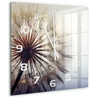 Tulup Wandklok - Paardebloem Moderne Wandklok Glas - 60x60 cm - Wit Wandklok Glas Decoratie - Witte handen - Vierkante Klok - Glazen Wandklok Design - Klok Glas Met Opdruk