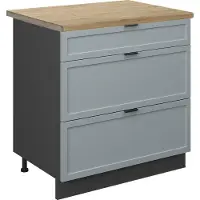Vicco Keukenonderkast Fame-Line Licht blauw-grijs 80 cm met 3 laden, WB Eik, Model 50886